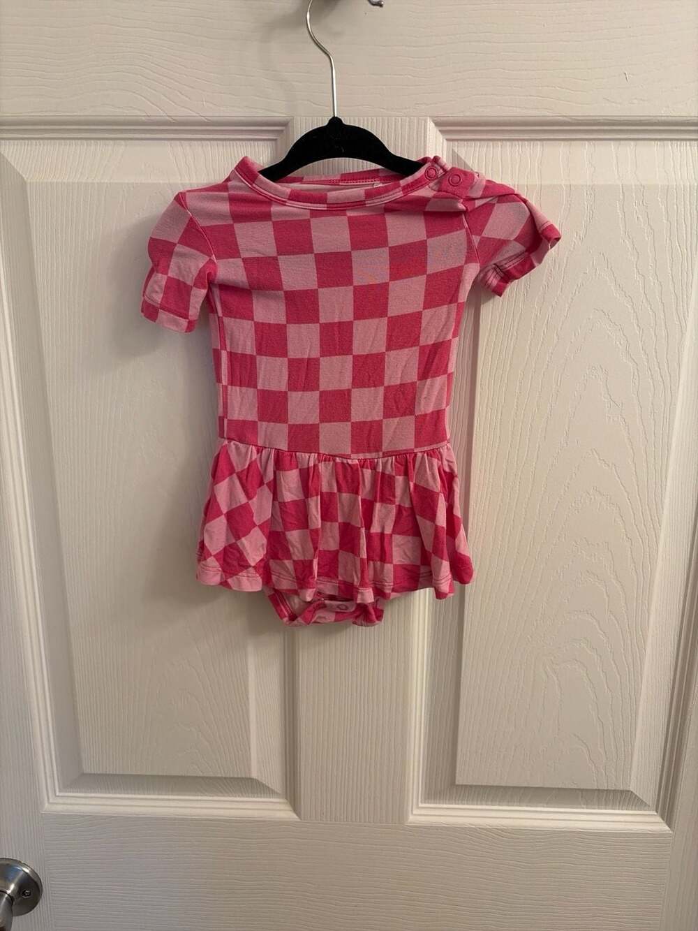 Dream Big Little Co Bubblegum Checkers Bamboo Ruffle Tutu Bodysuit Dress